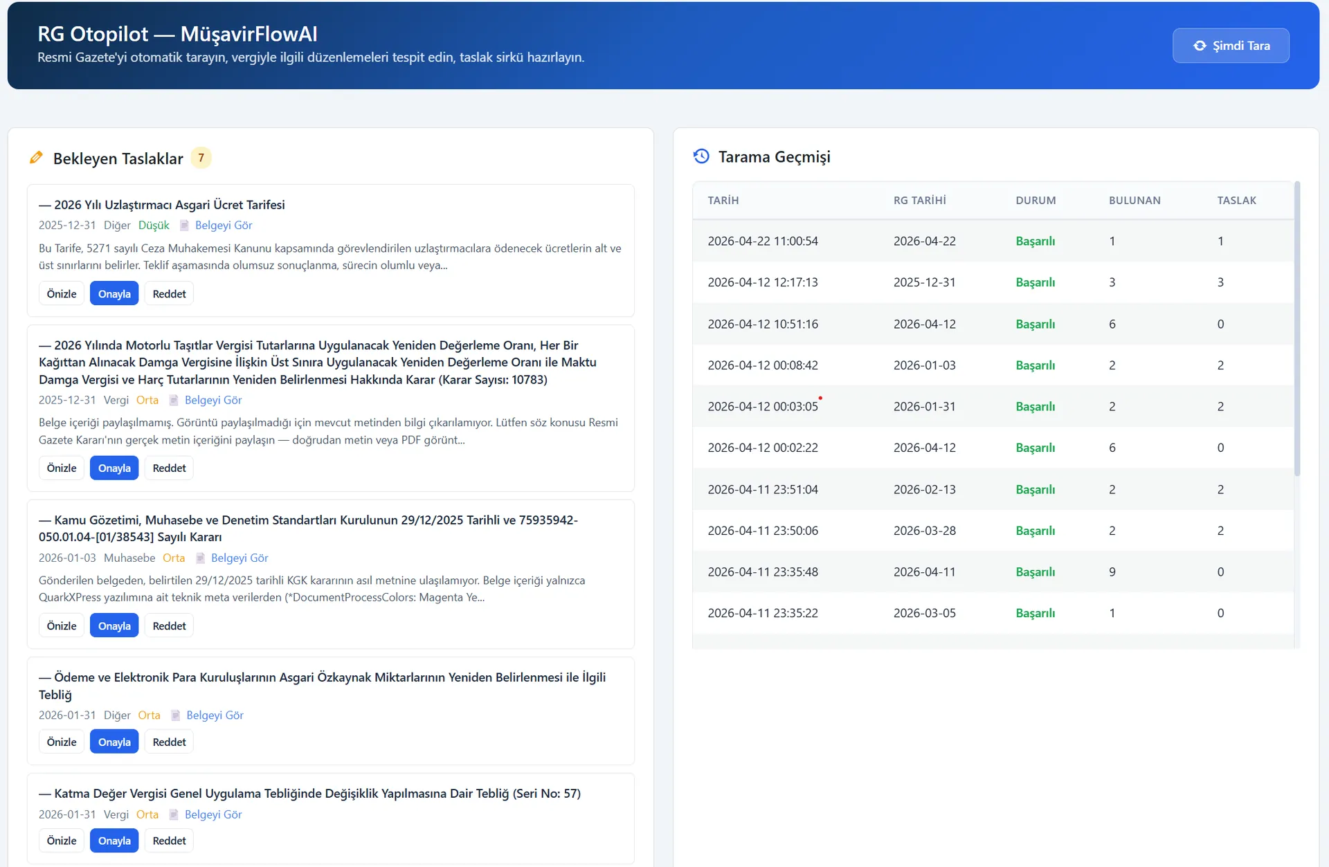 RG Otopilot aktif dashboard ekran görüntüsü